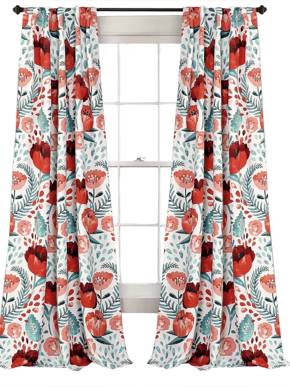 Floral Poppy Window Curtains – Home Accents